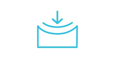 表面を押し下げる力の衝撃と制振性を示すアイコン