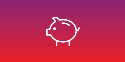 ブタの貯金箱が描かれたメッシュバナー
