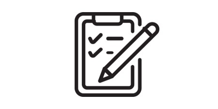 OEM手順順を示す鉛筆とチェックマークが付いたクリップボードのアイコン
