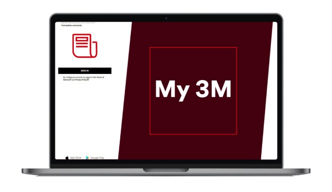 My 3Mアプリが表示されているノートパソコン。
