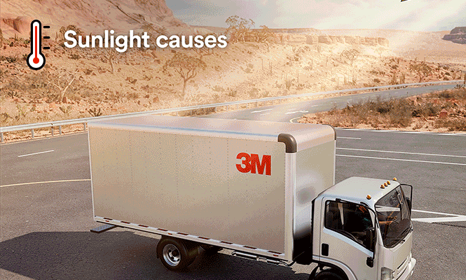 3M™ クーリングフィルムの遮熱効果を示すサーマル比較（左右比較）

