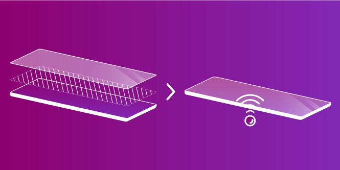 An exploded view of a smartphone display using optical bonding for protection.
