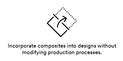 Incorporate composites into designs without modifying production processes. 
