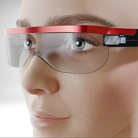 Woman using the Pegatron VX6 VR headset