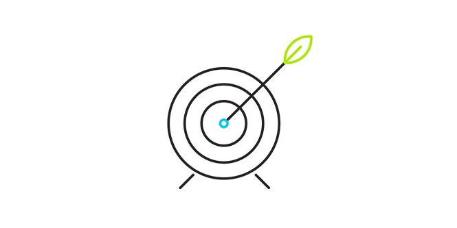 3Mの企業サステナビリティを示す的を射抜く矢の線画アイコン
