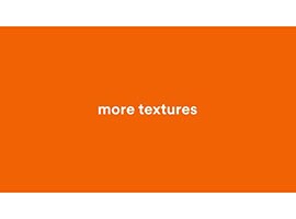 Video still of an orange background behind the words “more textures”