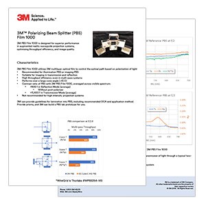 3M™ 偏光ビームスプリッター（PBS）フィルム 1000 (PDF, 200.65 kB)
