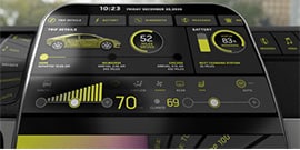 精緻なヘッドアップディスプレイのクローズアップ