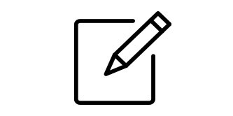 A line drawing of a pen and paper
