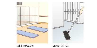 3M™ イージートラップダスターご使用シーン/スポーツクラブや体育館など髪の毛や汗の落ちやすい場所に
