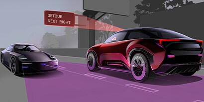 3Mのセンサー技術を搭載した赤いセダン
