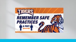 personalized school mascot wall graphic with social distancing message

