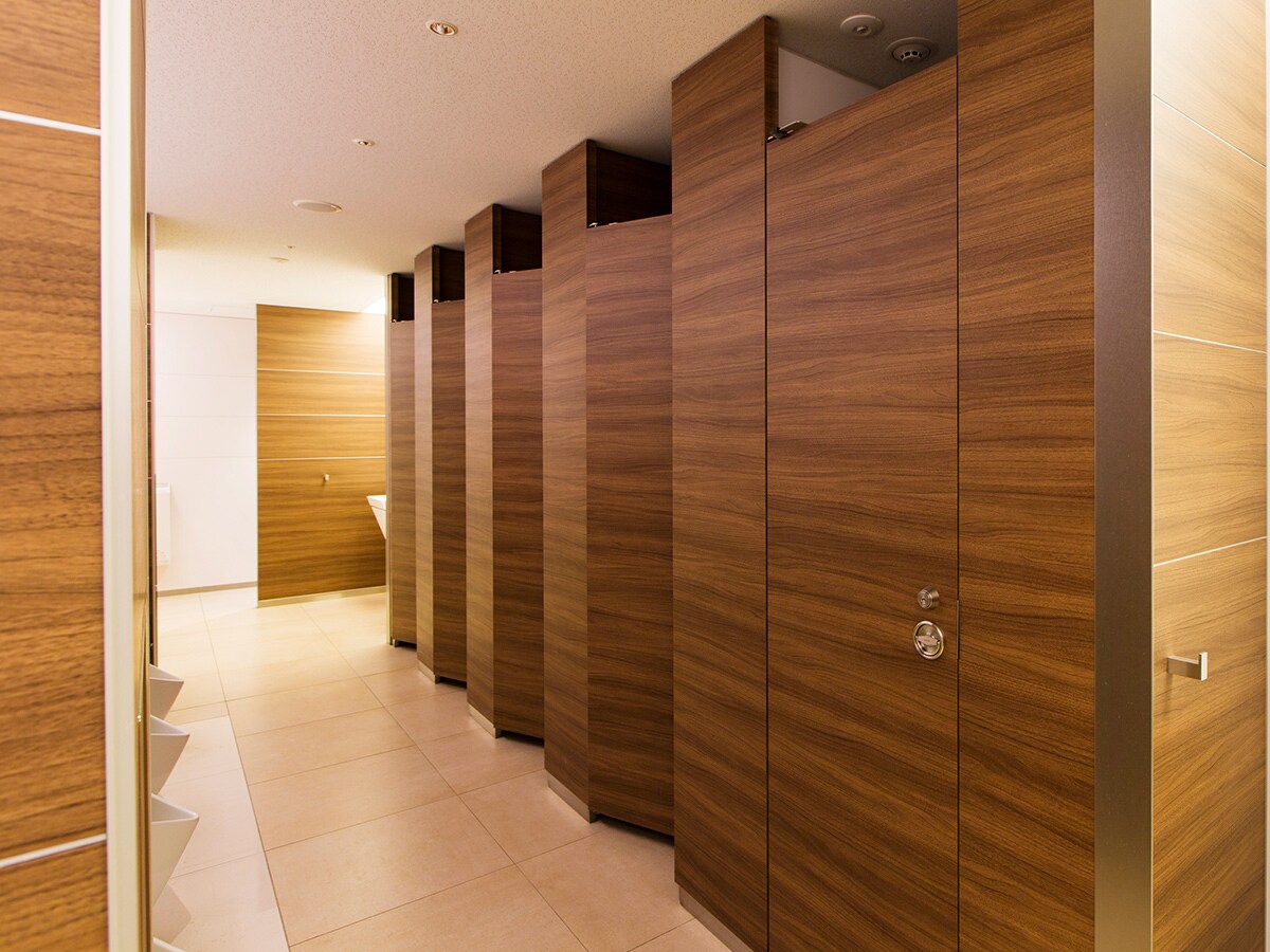 Bathroom doors with DI-NOC architectural finish
