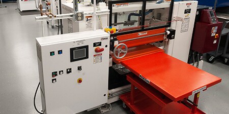 ロールコーター、供給台と制御ボックス、画像
