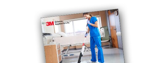 Report cover with image of employee in hospital room with floor mopping  tool.
