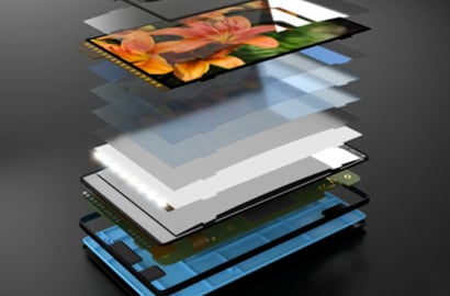   An image of a tablet broken apart into layers.