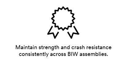 Maintain strength and crash resistance consistently across BIW assemblies. 
