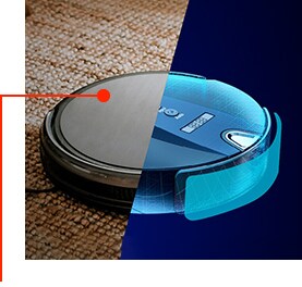 Modern hover vacuum cleaner image  with blue colour to denote lastest technology