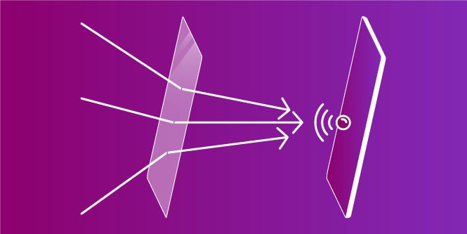 Visualization of light passing through a display and moving in different directions with angle control.
