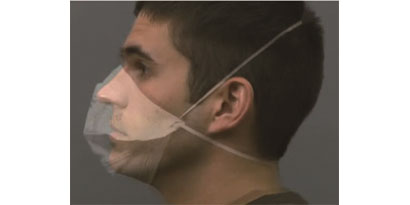 A transparent outline of the V Flex mask to show that it stay in place even when talking
