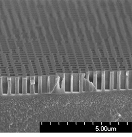 High aspect ratio nanostructures fabricated with roll-to-roll processes.