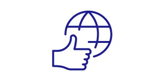 地球と親指のアイコン
