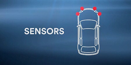 センサーが強調された車両のアウトライン
