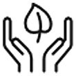 A hands holding a leaf icon